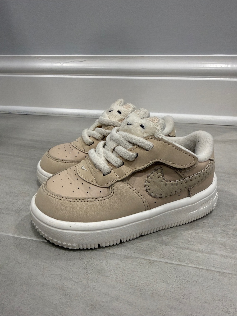 Nike Kids Beige/Tan Sneaker with Plush Accents